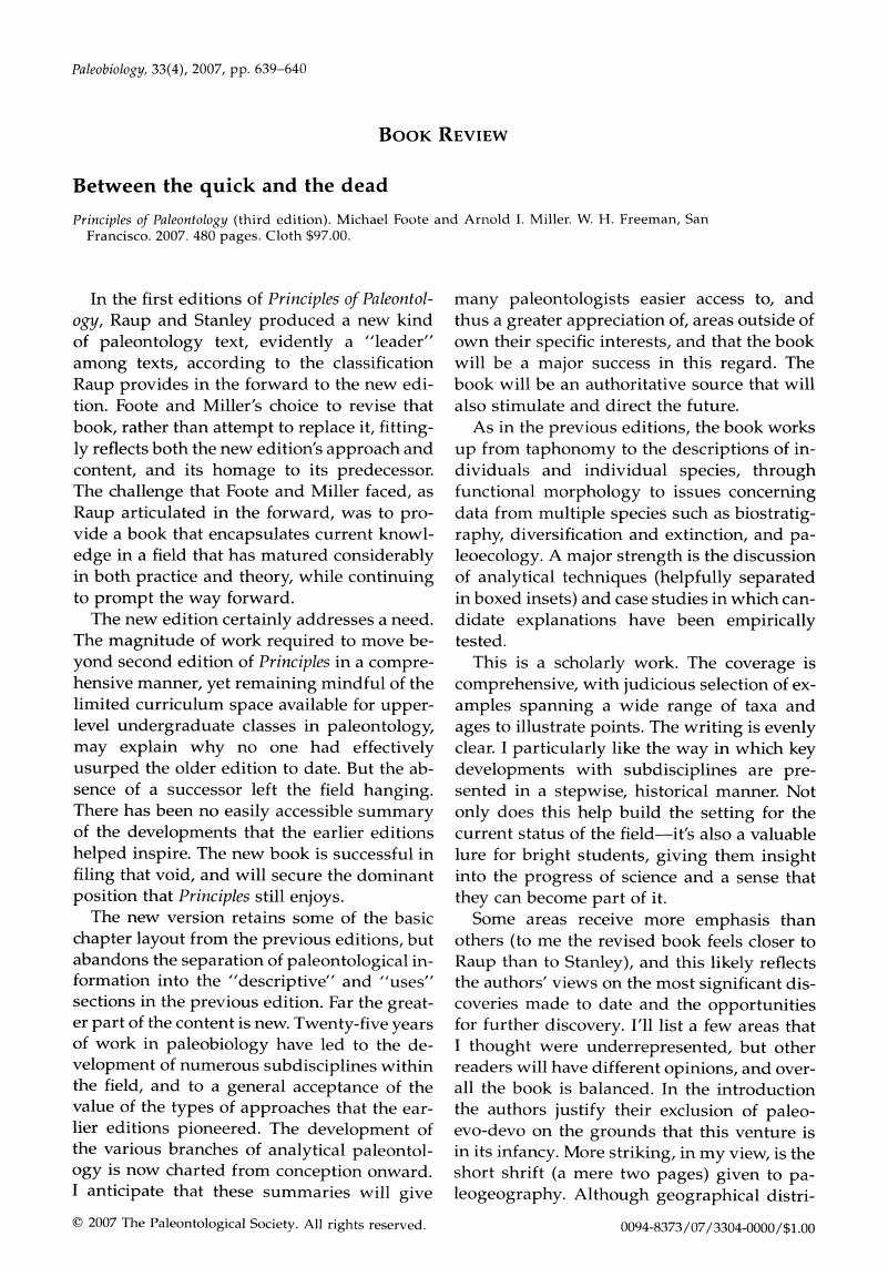 Principles of paleontology raup stanley pdf